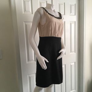 H&M Black Beige Jeweled Neck Dress 14